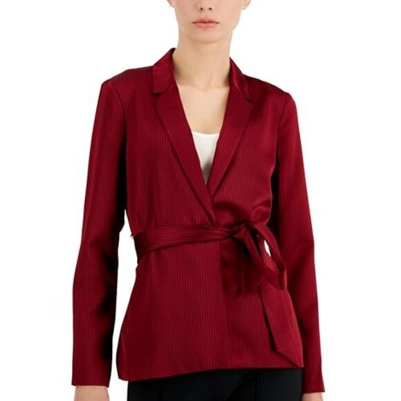 Alfani Petite Tie Waist Pinstripe Blazer - Picture 2 of 3